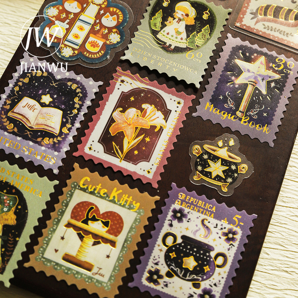 JIANWU Fantasy Diary Series Vintage Dream ดอกไม้ตัวละครภูมิทัศน์วัสดุ Collage PET สติกเกอร์ Creative Journal เครื่องเขียน