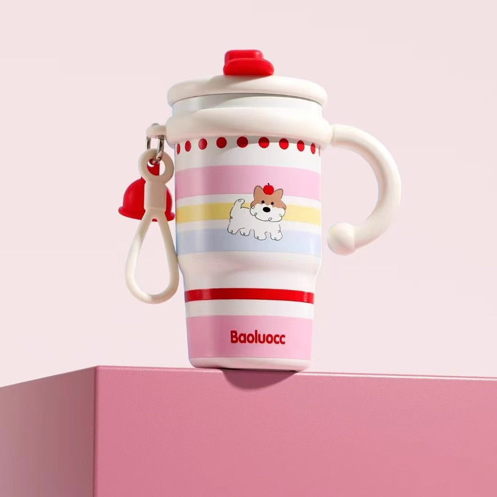 ถ้วยกาแฟเซรามิกน่ารักสําหรับสาวมูลค่าสูงฉนวนแก้วฟางถ้วยโต๊ะที่มีฝาปิดความงามเย็น-เก็บ เครื่องดื่ม