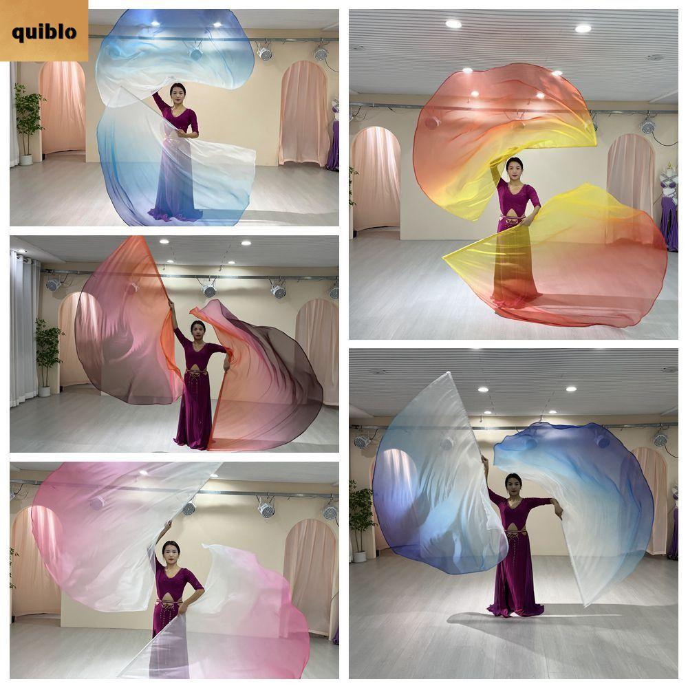 QUIBLO อุปกรณ์เต้นรำพร้อมไม้ขยายและธงครึ่งวงกลม ผ้าพันคอลายสีสันสดใส สำหรับงานปาร์ตี้เต้นรำ