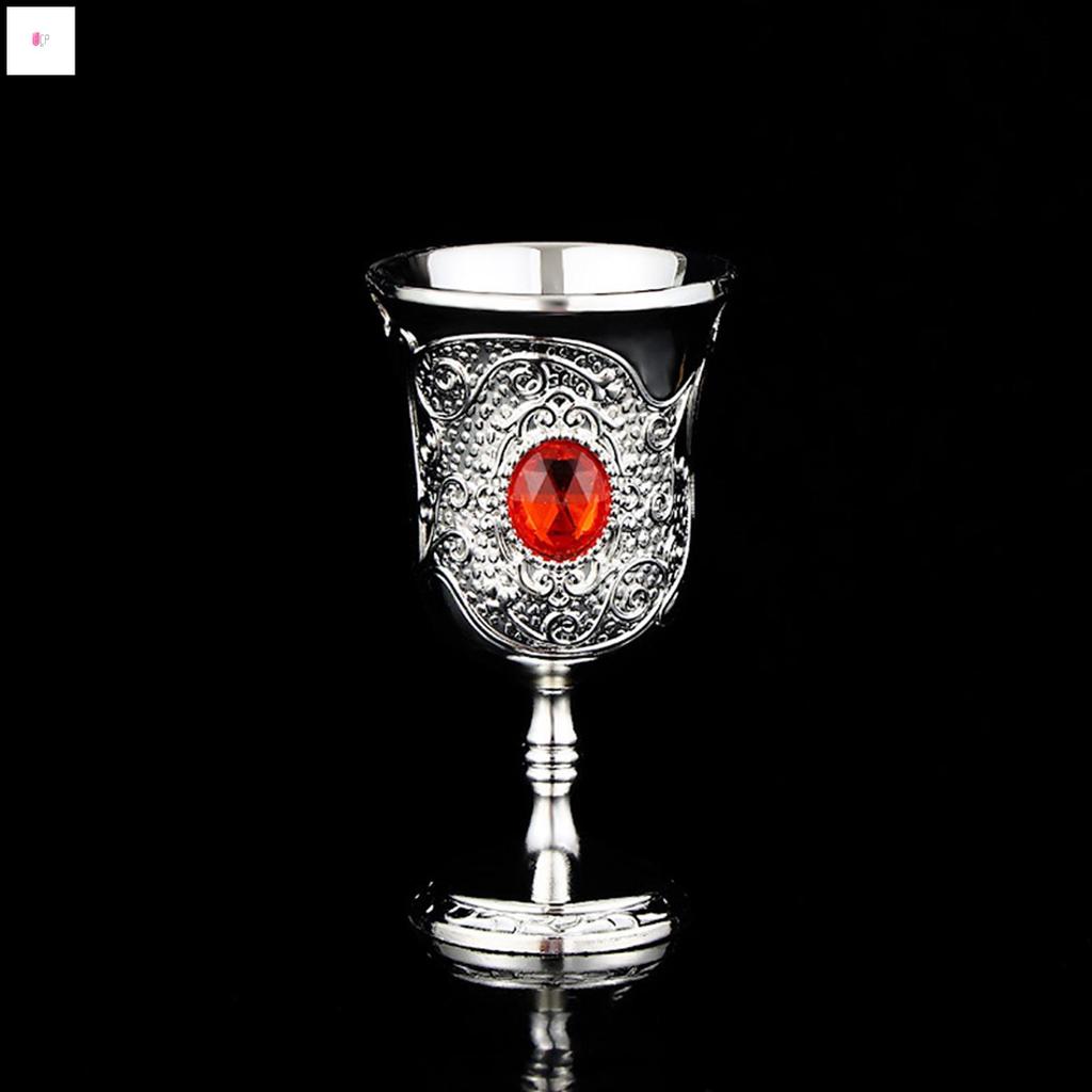 Retro Medieval Wine Goblet พร้อมแฟลช Rubine Decor Elegant Goblet สําหรับพิธีขึ้นบ้านใหม่งานรื่นเริง