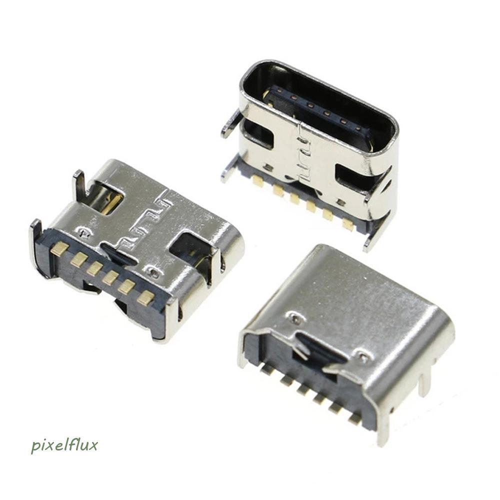 PIXELFLUX Type-C หญิง DIY สําหรับ PCB Design Socket Connector 6 Pin SMD DIP โทรศัพท์มือถือชาร์จซ็อกเ