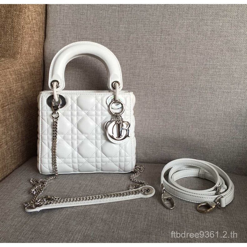 Dior Dior Dior White Sheepskin 4 Grid Gold Buckle W