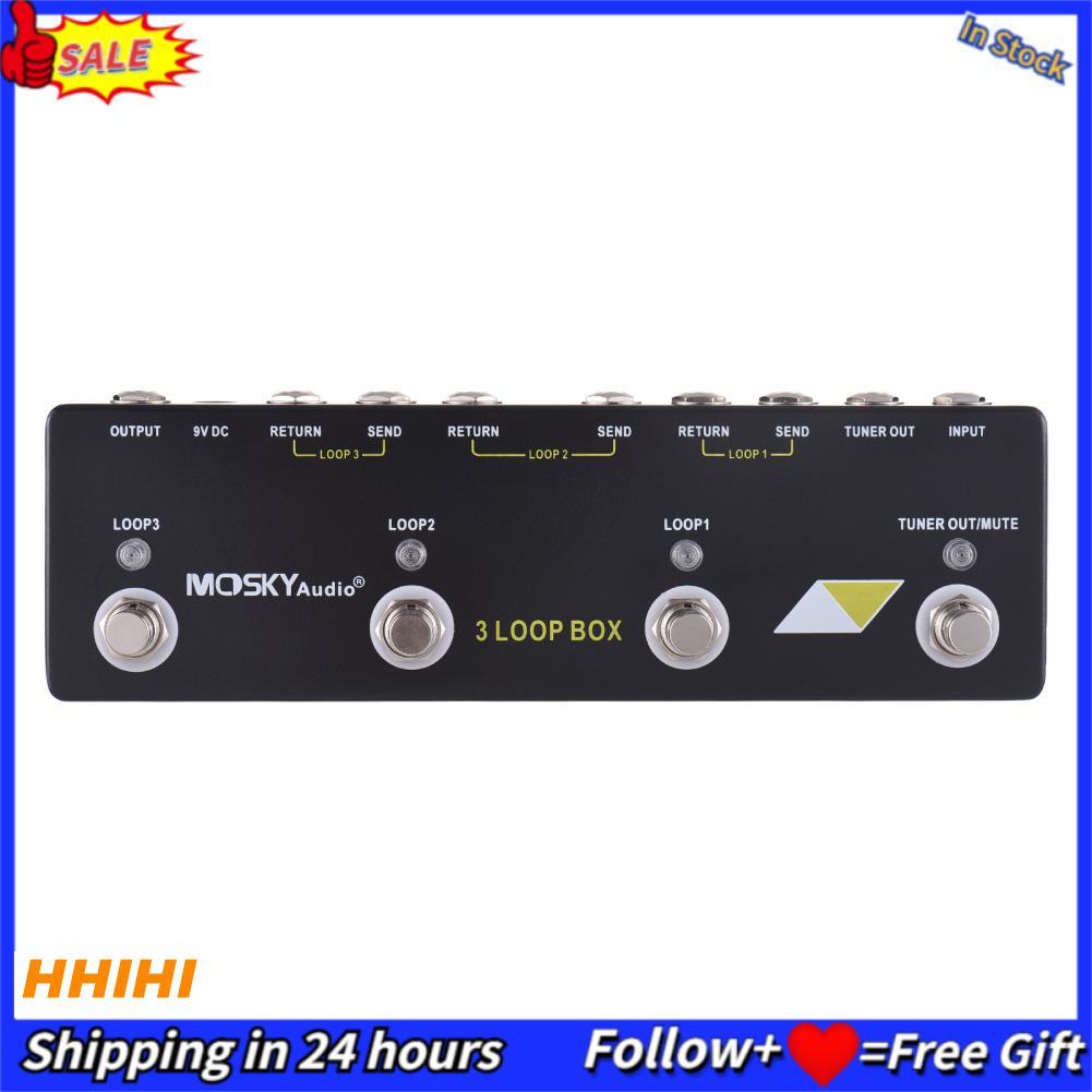 Hhihi Hhihi MOSKYAUDIO 3 LOOP กล่องกีต้าร์พร้อมการเลือกช่อง True BYPASS Effects Switcher อลูมิเนียม 