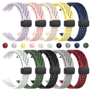 สายซิลิโคนแม่เหล็กสําหรับHuawei Band 11/Huawei Band 11 Proปรับยางนุ่มเข็มขัดกันน้ําสร้อยข้อมือสายรัดข้อมืออุปกรณ์เสริมสําหรับSmartwatch Huawei Band 10 9 8