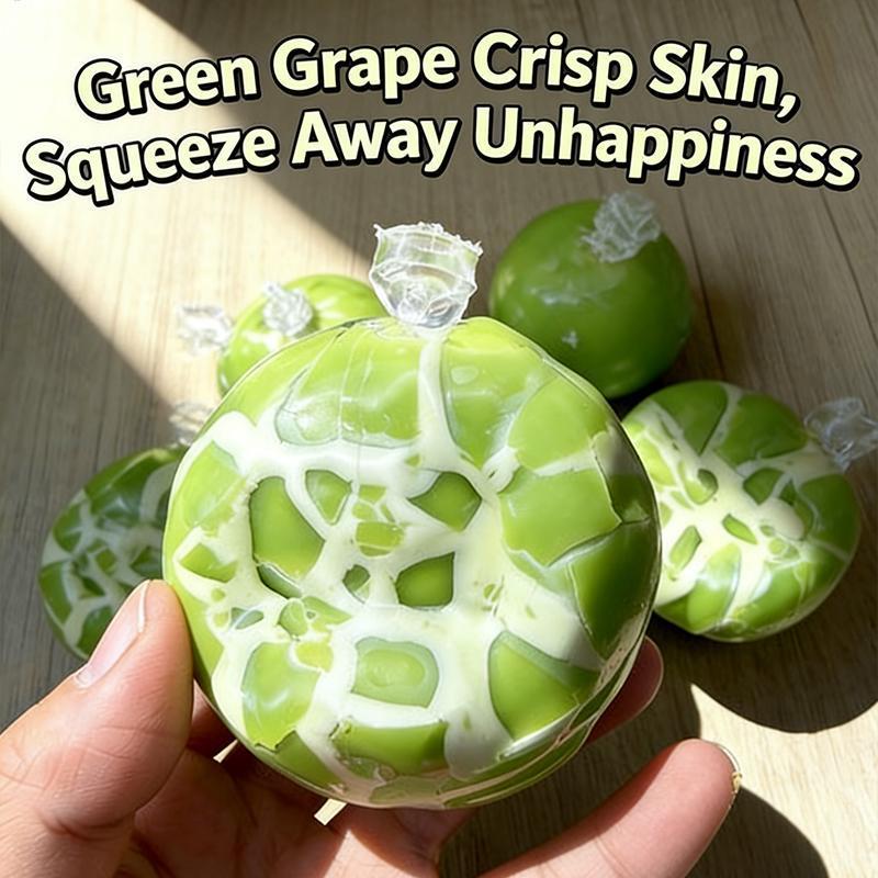 สีเขียวองุ่นกรอบ Shell Squeeze Ball Soft Handmade TPR Squishy Crunchy เสียงความเครียดบรรเทา Fidget ของเล่น