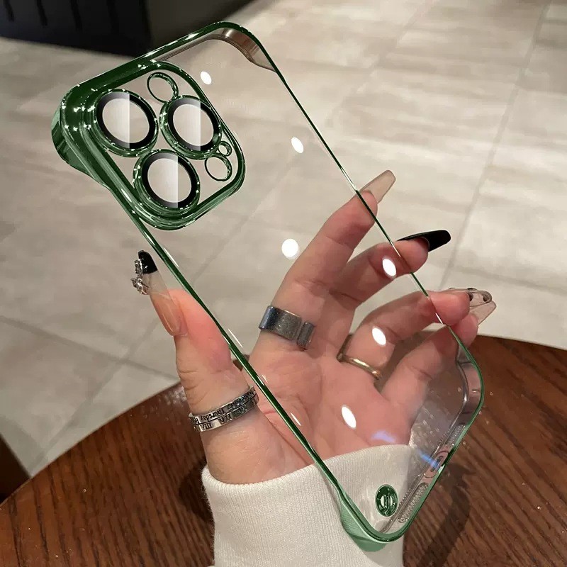 สําหรับ Apple iPhone 17 16 15 Pro Max Air Plus 16e Frameless Electroplating เลนส์โลหะป้องกันเคสโทรศัพท์ PC Hard ฝาหลัง Funda ราคา ถูกที่สุด ดีลบีเคเค แกลเลอรีภาพที่ 6
