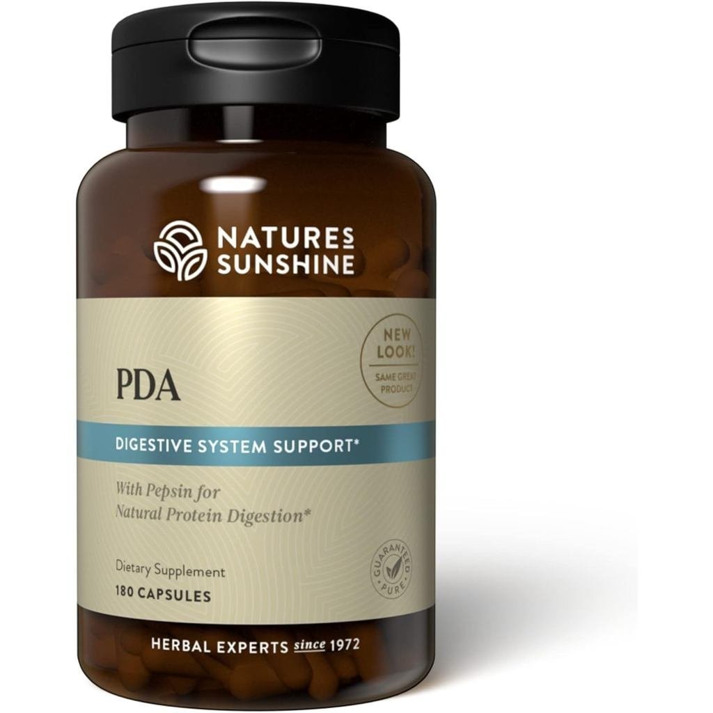 Natures Sunshine PDA ผสมผสาน 180 แคปซูล | อาหารเสริมกรดไฮโดรคลอริกและเป๊ปซี่ที่ช่วยสลายโปรตีนใน Trac