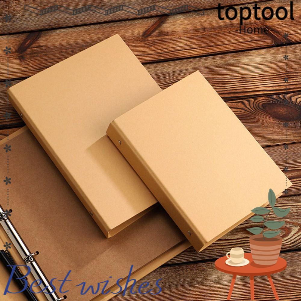 TOPTOOL Binder แฟ้มคลิป,กระดาษคราฟท์วินเทจ Binder Cover, A5 B5 A4 Perforated Binder Folder