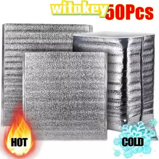 WITAKEY 50 ชิ้น / แพ็คถุงฉนวนกันความร้อน, ถุงเก็บเครื่องดื่มความร้อนอาหารถุงอลูมิเนียมฟอยล์, การจัดส่งแบบพกพา, ทั้งอบอุ่นและน้ําแข็ง