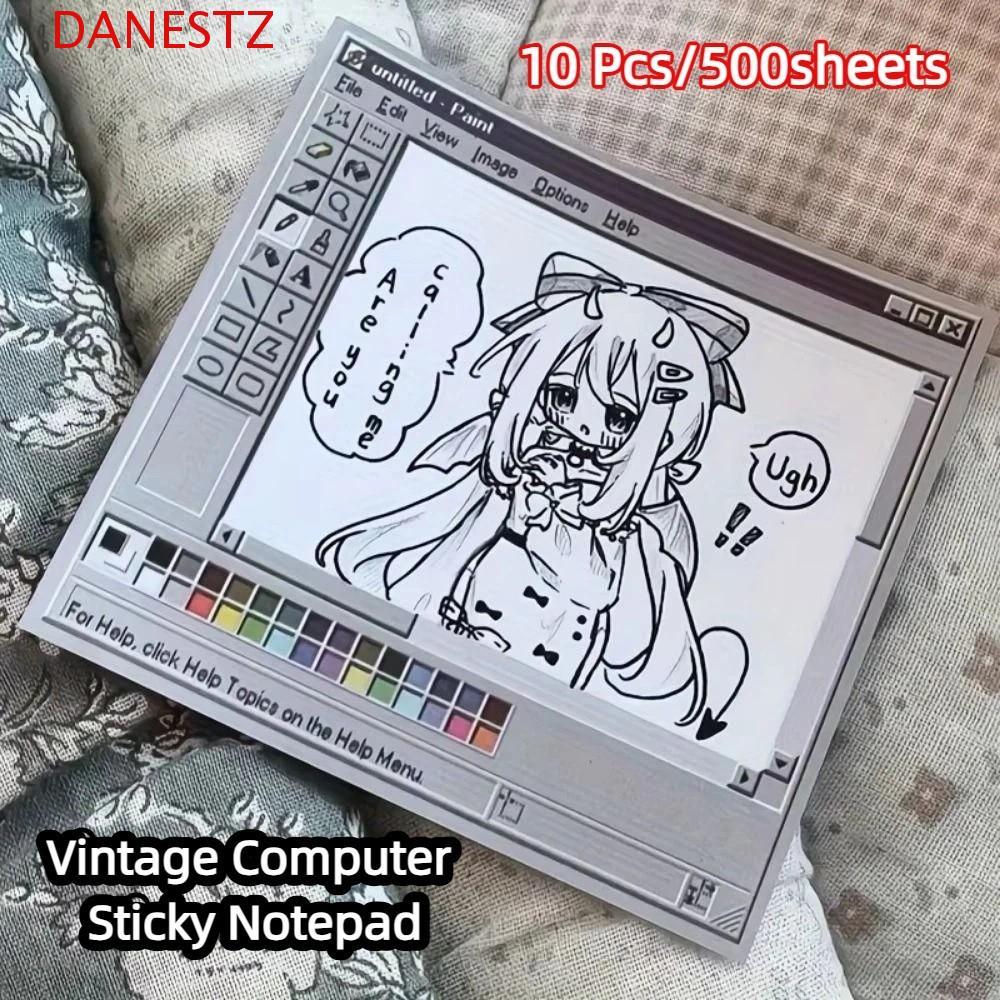 DANESTZ 500Sheets Vintage คอมพิวเตอร์ Sticky Notepad, Creative Retro Memo Pad, Vintage ที่เชื่อถือได