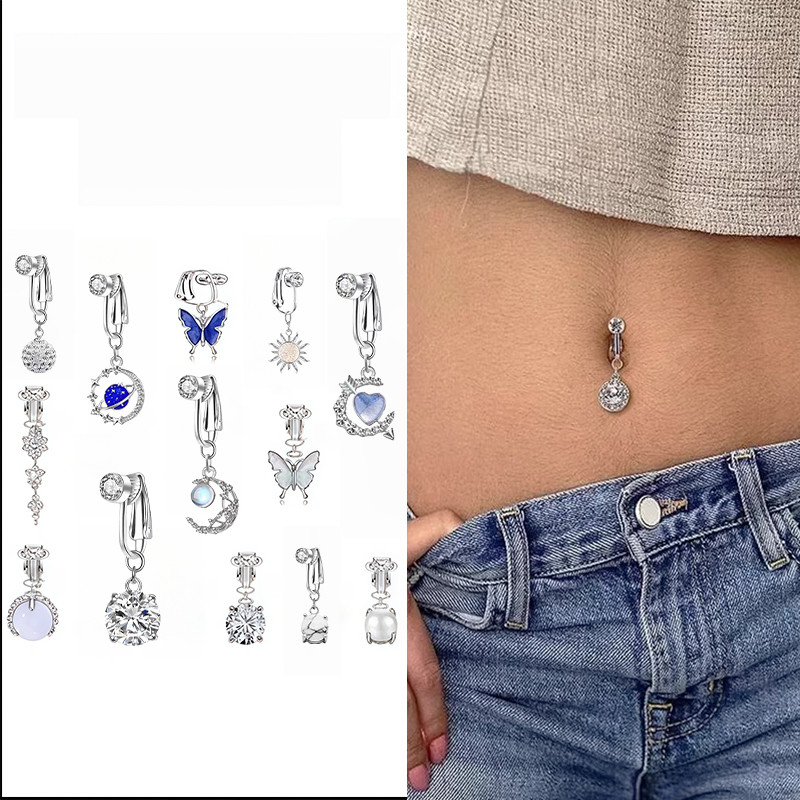 Sexy Charm เครื่องประดับแฟชั่น ต่างหูสะดือแบบไม่ต้องเจาะ เครื่องประดับเพชรสังเคราะห์ หลากหลายสไตล์ จัดส่งรวดเร็ว
