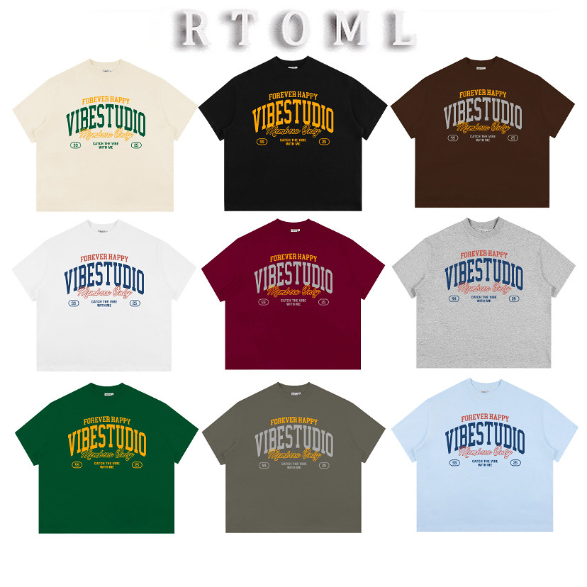 (24h Delivery) เสื้อยืดผู้ชายและผู้หญิงพิมพ์ลาย " FOREVER HAPPY " Unisex Loose Form 250Gsm 100% Cott