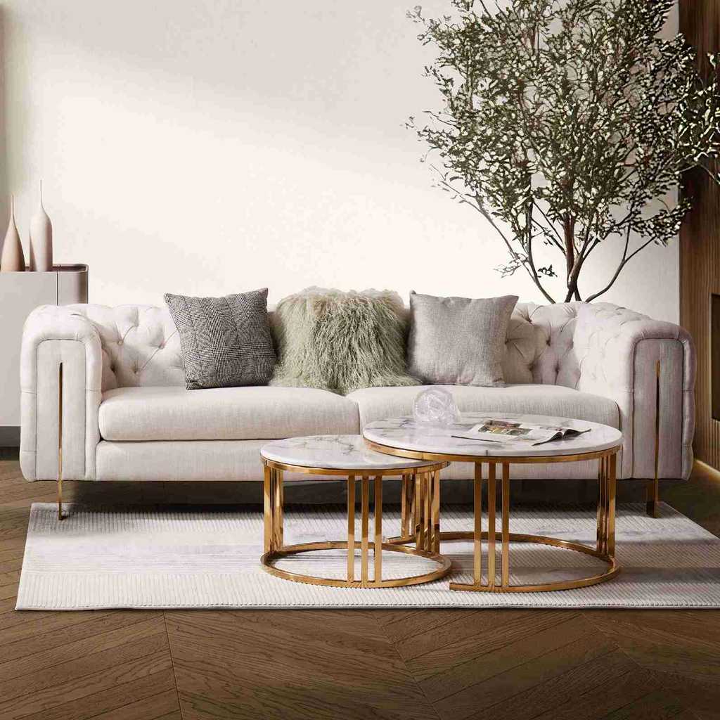 SB Design Square โซฟา 3 ที่นั่ง รุ่น Fuyuki สีครีม (240x100x78 ซม.)  แบรนด์ LE LUXE