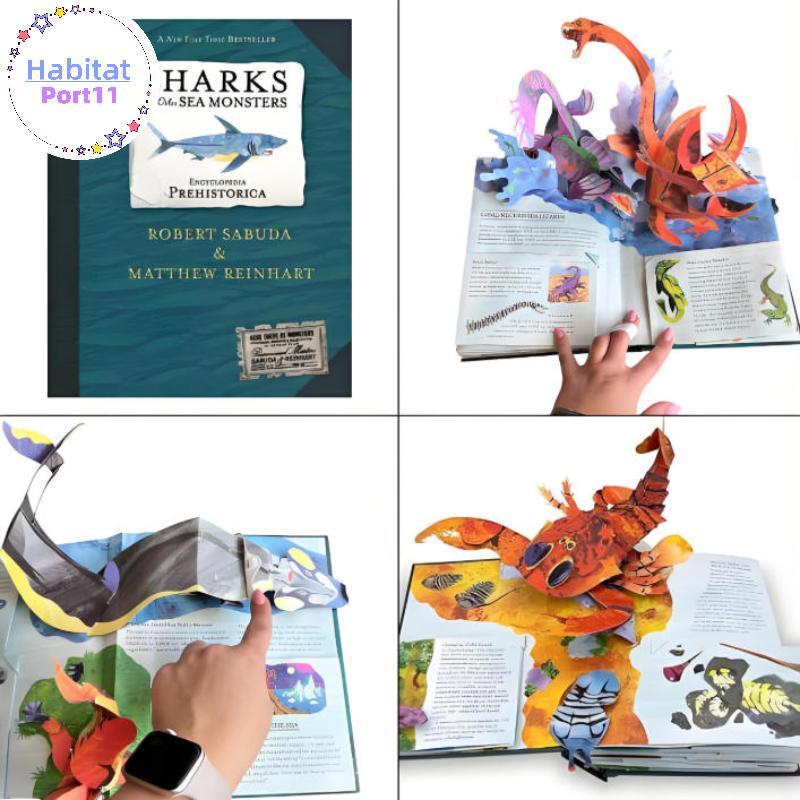 HabitatPort สารานุกรม Preherica: ฉลามและสัตว์ประหลาดทะเล ภาพประกอบที่สดใส แบบโต้ตอบ 3D Sharks หนังสือรุ่น หนังสือเพื่อการศึกษา ของขวัญที่สมบูรณ์แบบ th