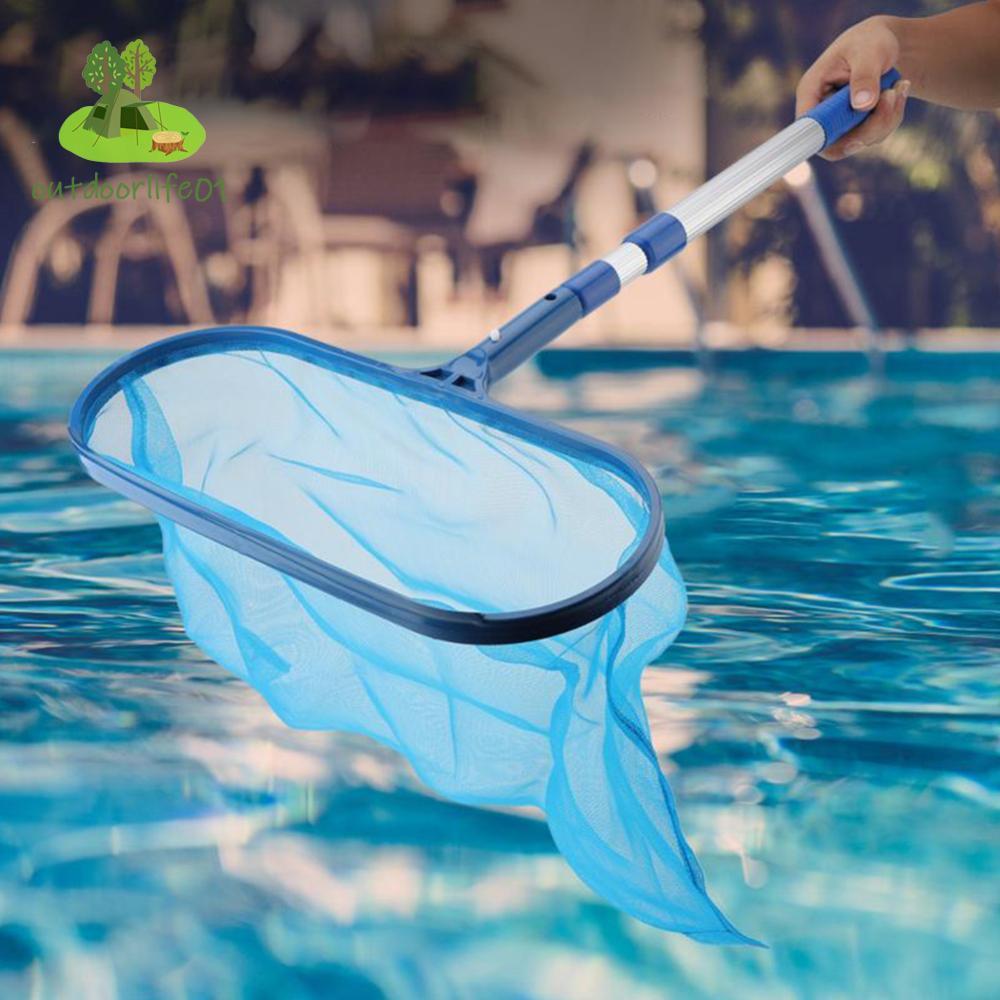 Pool Skimmer Net พร้อมเสายืดไสลด์บ่อทําความสะอาดเครื่องมือเศษบ่อกําจัดทําความสะอาดใบคราดบ่อทําความสะ