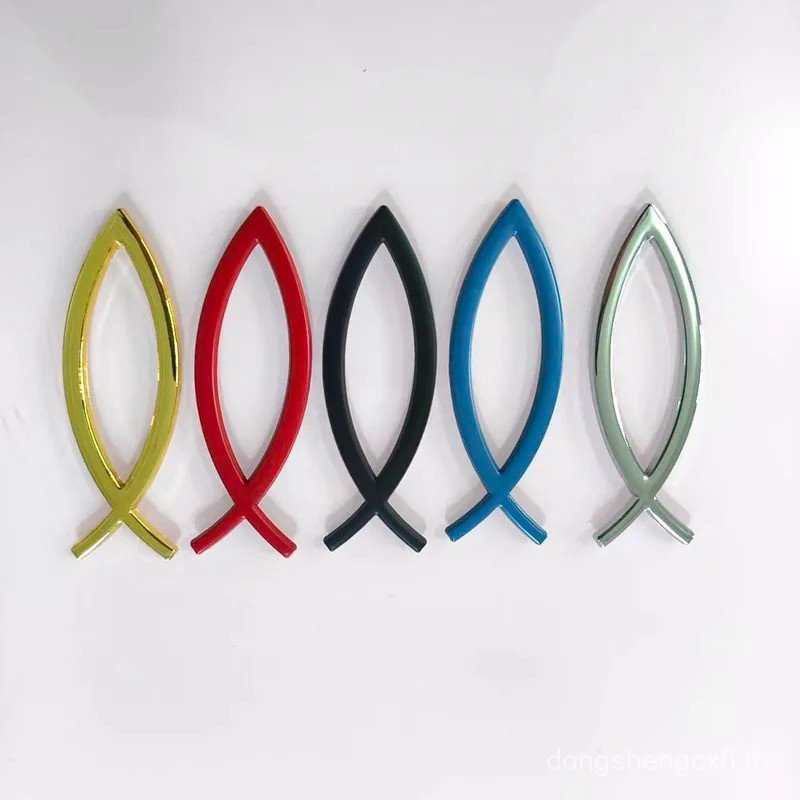 1 ชิ้น "ปลา" รูปร่างรถสติกเกอร์โลหะรูปลอกสติกเกอร์ 3D ปลารูปลอกรถสัญลักษณ์