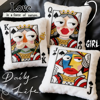 【เบาะรูปไพ่ทำจากผ้ากำมะหยี่】หมอนขวัญ หมอนลายการ์ด เหมาะเป็นข…