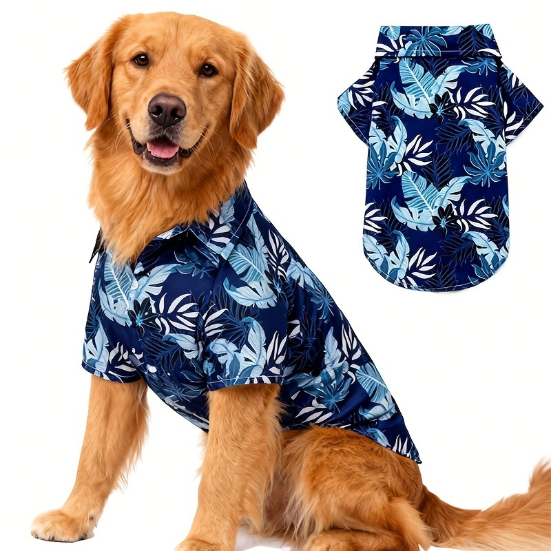 เสื้อสัตว์เลี้ยงลายดอกไม้ฮาวายสีกรมและใบไม้ | น้ําหนักเบาระบายอากาศได้เหมาะสําหรับวันหยุดฤดูร้อนแขนกุดซักเครื่องได้ปิดเหมาะสําหรับแมวและสุนัข