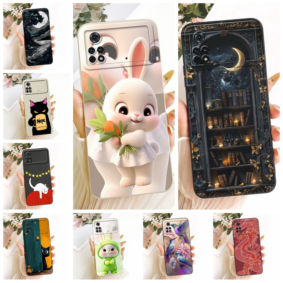 สําหรับ Poco M4 Pro 4G เคสซิลิโคนแฟชั่นหรูหรา Cool Kawaii น่ารักทาสีปลอก MZB0B5VIN 2201117ปี่ 220111