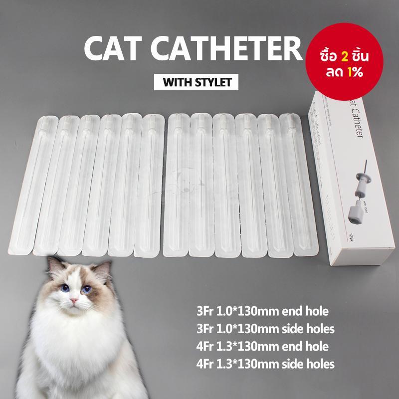 Veterinary Cat Catheter พร้อมรูปแบบสําหรับ Urology – 3Fr End Hole & 4Fr ด้านข้างหลุม, 12 ชิ้นสําหรับท่อระบายน้ําของทารกในครรภ์