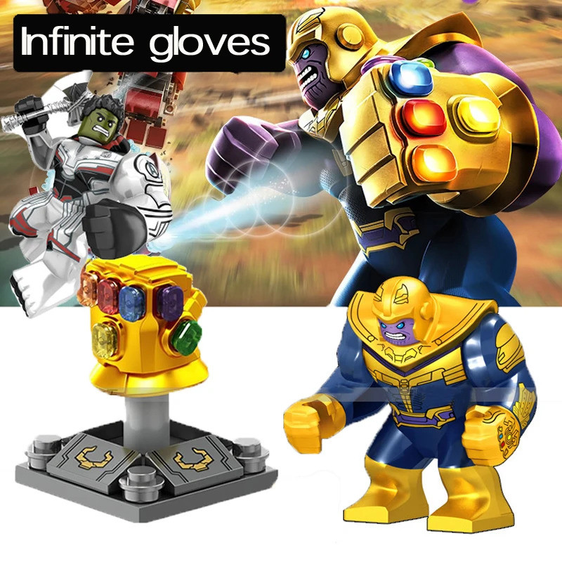 ซูเปอร์ฮีโร่ขนาดใหญ่พร้อม Gauntlets Hulk Spooky Thor Thanos Spider ตุ๊กตาบล็อกตัวต่อของเล่นเด็ก