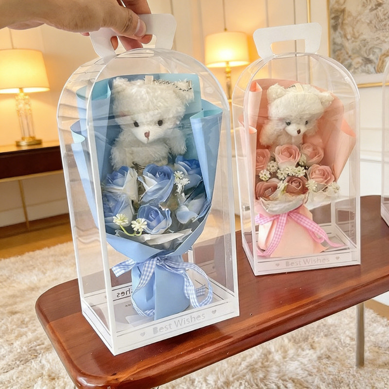 ตุ๊กตาช่อดอกไม้  ของขวัญวาเลนไทน์ ช่อดอกไม้ น่ารัก ของขวัญวันเกิด กล่องของขวัญพร้อมดอก