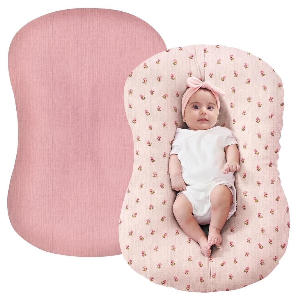FUNUPUPUP Muslin Baby Lounger Cover ใช้งานร่วมกับ Snuggle Me Lounger หมอนสําหรับทารกแรกเกิด, ปลอกทาร