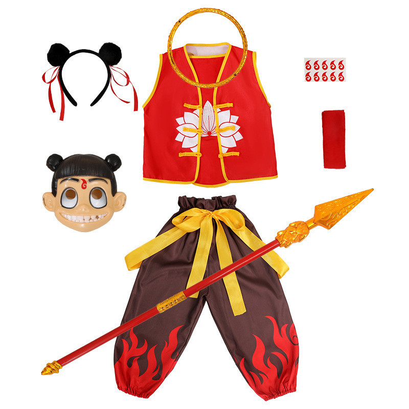 Nezha Cosplay เครื่องแต่งกายขนาดเล็กสําหรับผู้ชายและผู้หญิง cos 服装儿童角色 ปลอมเป็นชุด