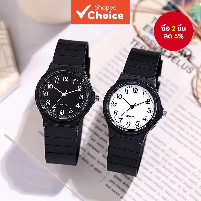 นาฬิกาผู้หญิงสไตล์เกาหลีสายยางสีดําควอตซ์ไทม์พีชลําลองทุกวันแฟชั่นอุปกรณ์เสริม (สีดํา)