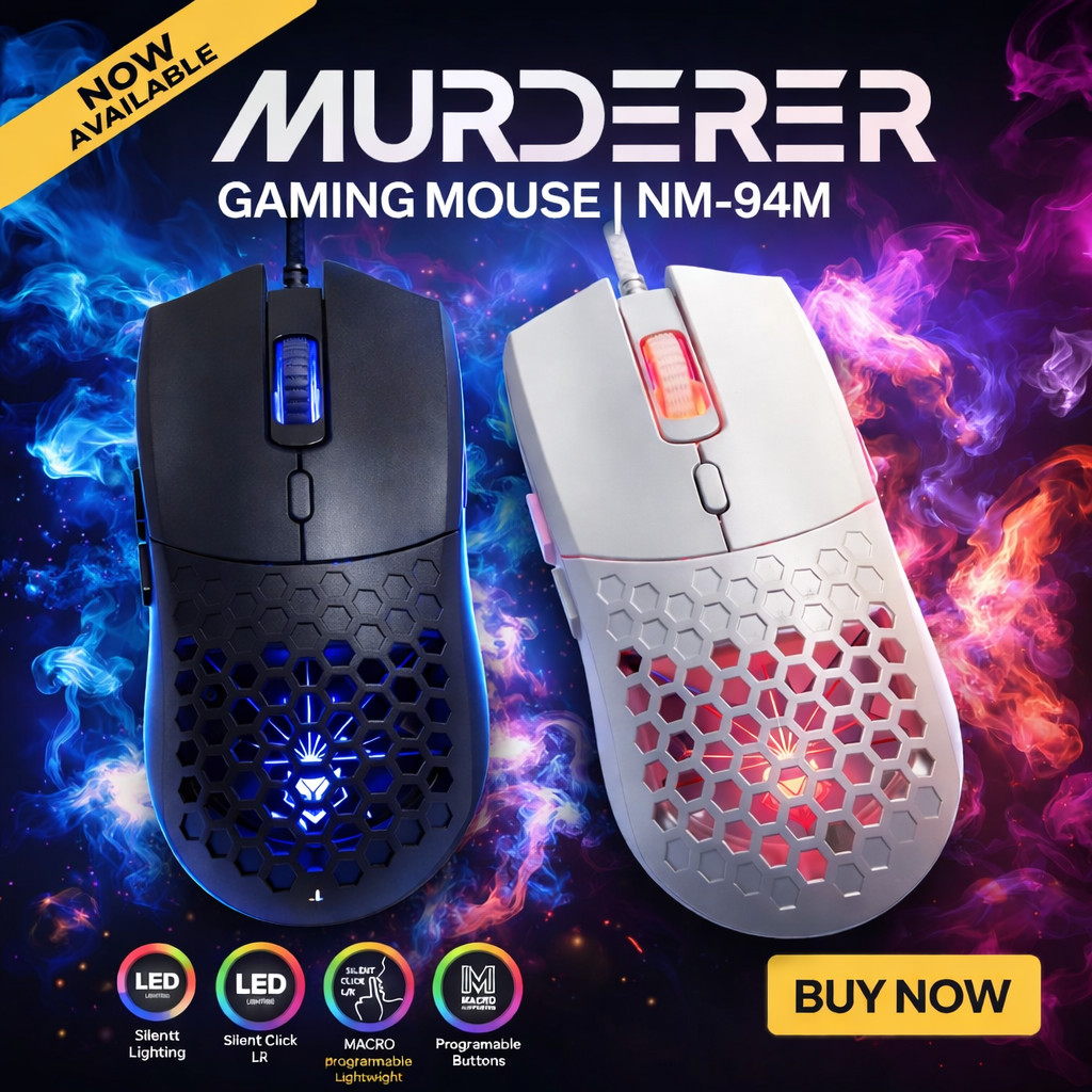 NUBWO NM-94M MURDERER GAMINGเสียงคลิกเงียบ ไฟสุดเท่ มาโคร ได้