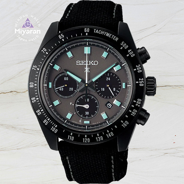 Seiko Men's PROSPEX SPEEDTIMER The Black Series Solar Chronograph Men's Nylon Band SBDL105/SSC923