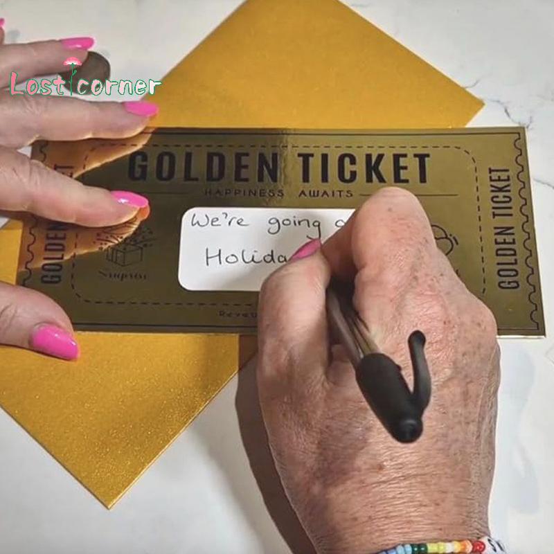 [Lostcorner] 1 ชุด Deluxe Golden Tiet Surprise Off Card Christmas Surprise เปิดเผยการ์ด Off Tiet Sur