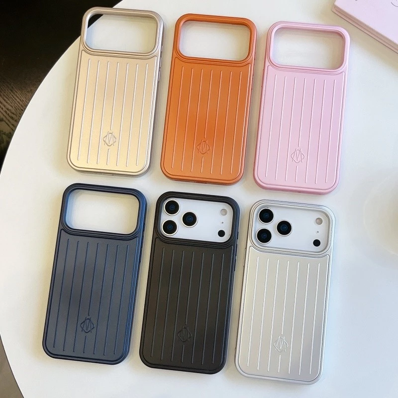 แฟชั่นTPU + PC Metallic Texture Hardเคสโทรศัพท์สําหรับIPhone 17 Pro Max Air 17air 17pro 16 15 14 13 Promax 17promax 16promax 15promax 14Promaxป้องกันปกหลัง