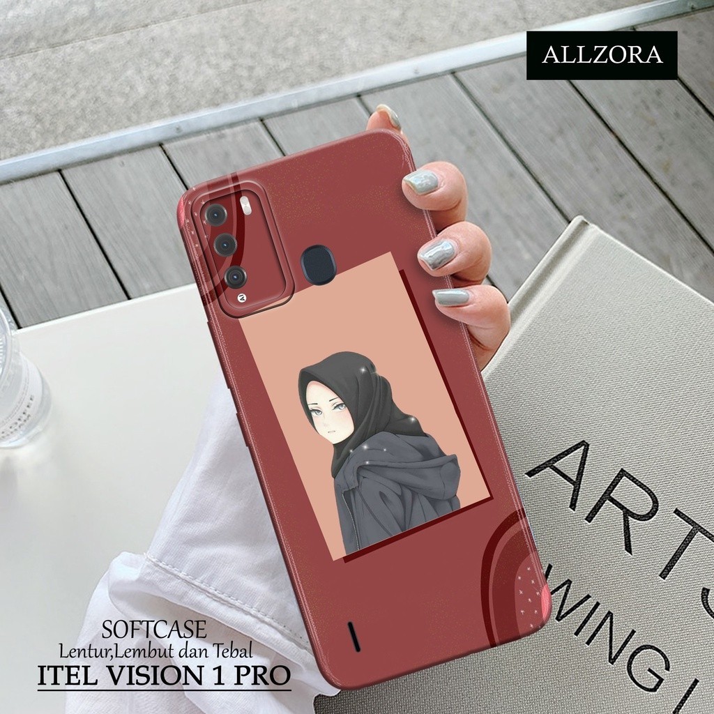 ALLZORA - เคส Itel Vision 1 Pro ล่าสุด - เคสแฟชั่น HIJAB - Softcase Pro Camera - เคสโทรศัพท์ Itel Vi