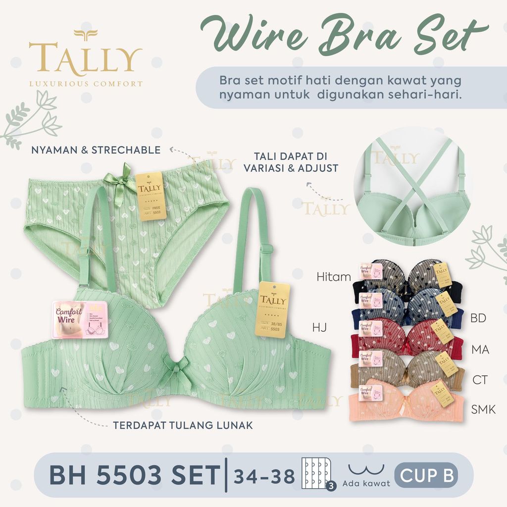 KATUN TALLY BRA BH SET CD 5503 I FINE COTTON MATERIAL I SIZE 34 - 38 I CUP BI 3/4 CUP I พร้อมสายไฟ I