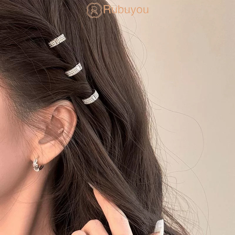 Rubuyou กิ๊บติดผมถักเปียกลมสีเงินสำหรับผู้หญิง สไตล์น่ารักเก๋ เหมาะสำหรับผมดัดลอน-COD ราคา ถูกที่สุด ดีลบีเคเค แกลเลอรีภาพที่ 2