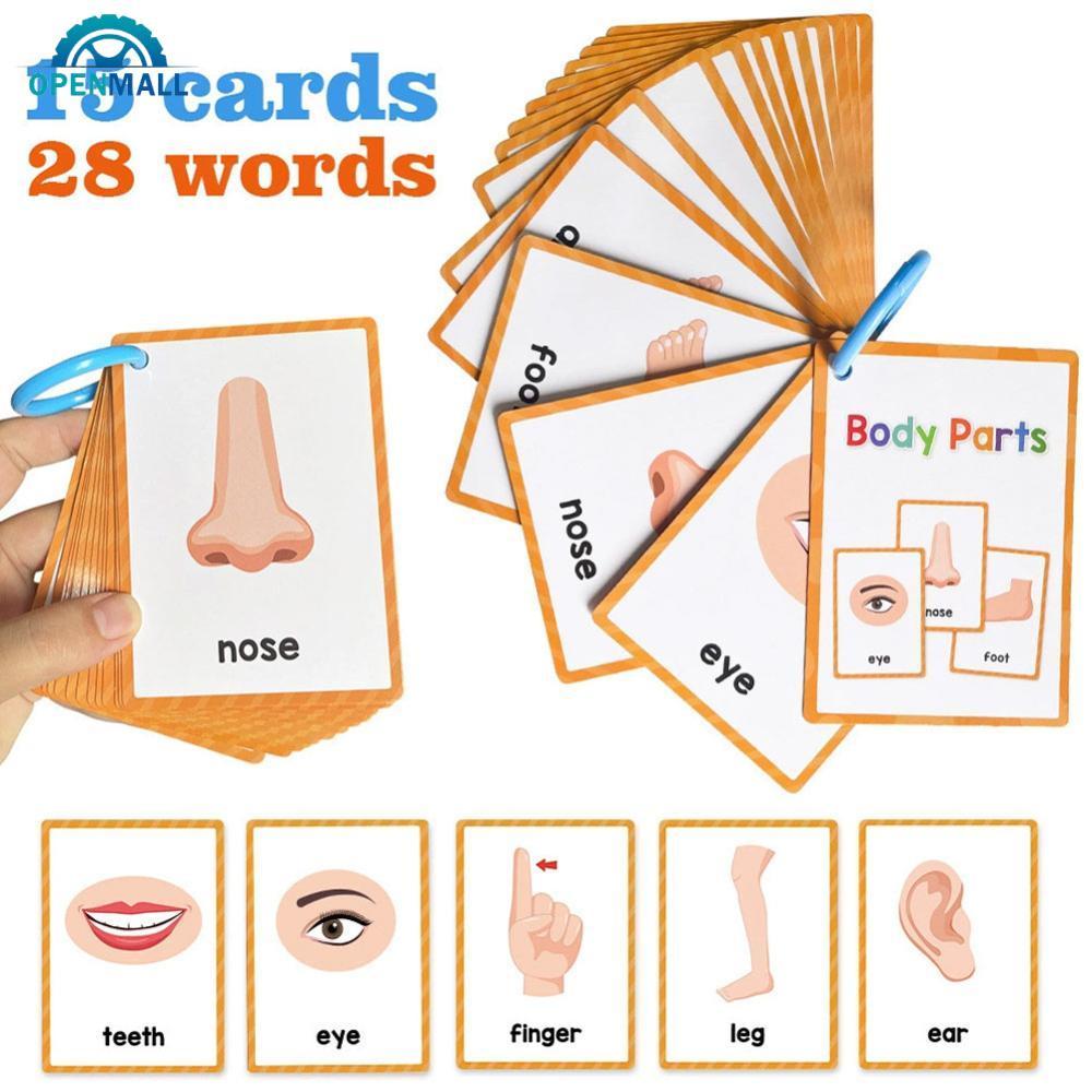 OPENMALL Interactive Double Side Montessori คําศัพท์ภาษาอังกฤษ Flashcards เด็ก Early Education โรงเร