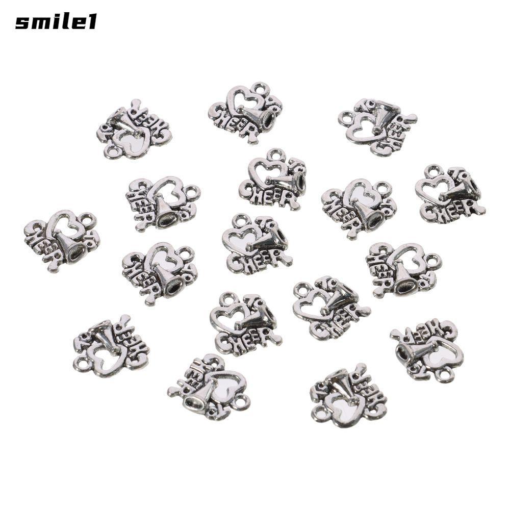SMILE 50 ชิ้นรูปหัวใจ Cheer Horn Charms,โลหะ I Heart To Cheer Cheer Leading Theme Charms,ไม่ง่ายที่จ
