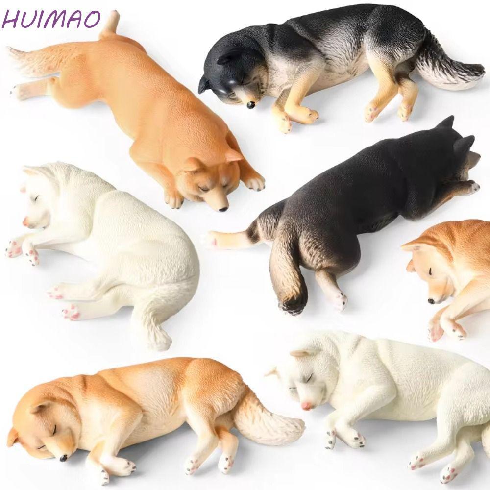 HUIMAO ตุ๊กตาชิบะอินุ,ปั๊กสมจริงสุนัขสัตว์รุ่น,ของเล่นเด็กจําลองเครื่องประดับการศึกษาญี่ปุ่นชิบะอินุรูปตกแต่งบ้าน