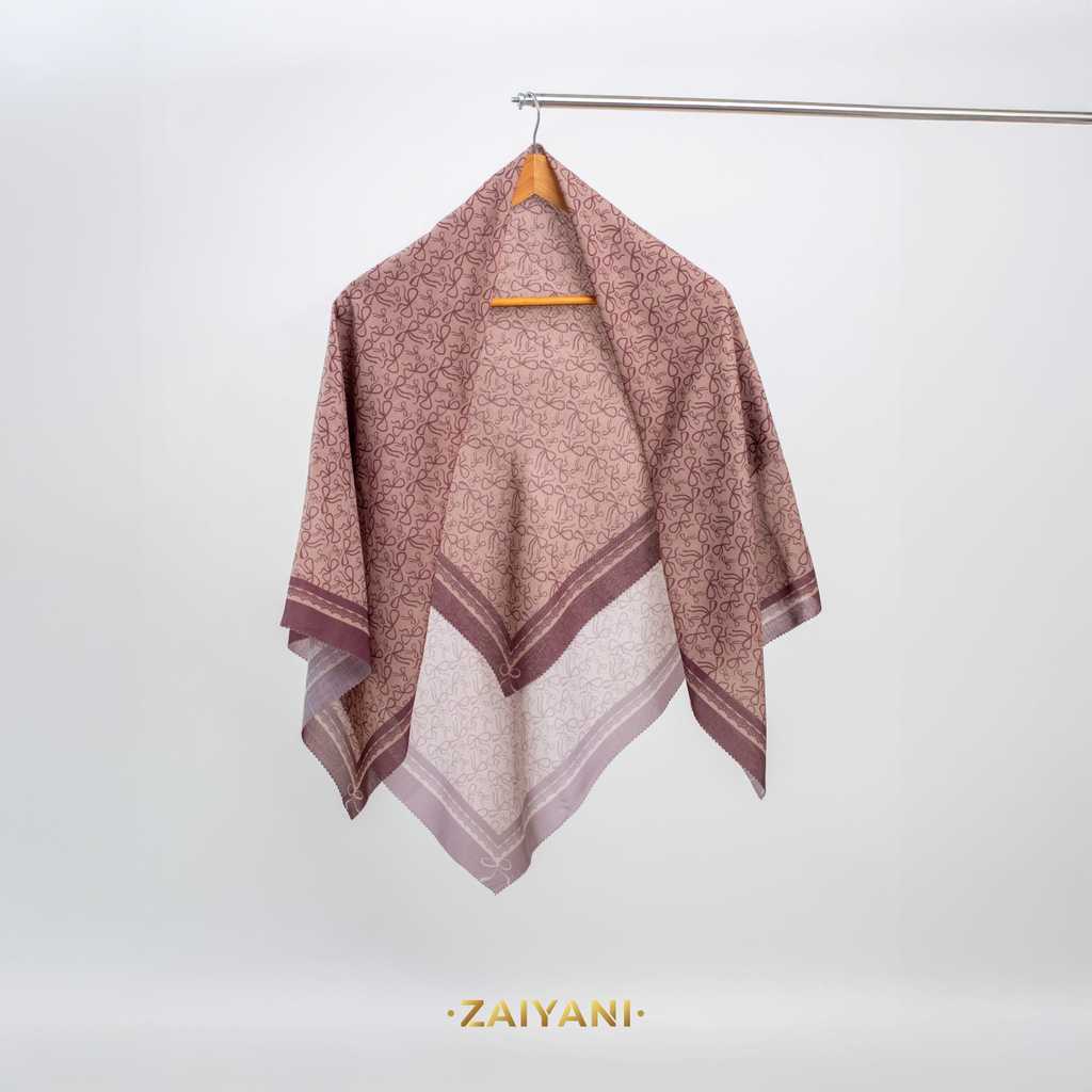 ZAYANI - Floral Harmony Series Square Scarf Voal Hijab Motif - สีน้ําตาล [LG]