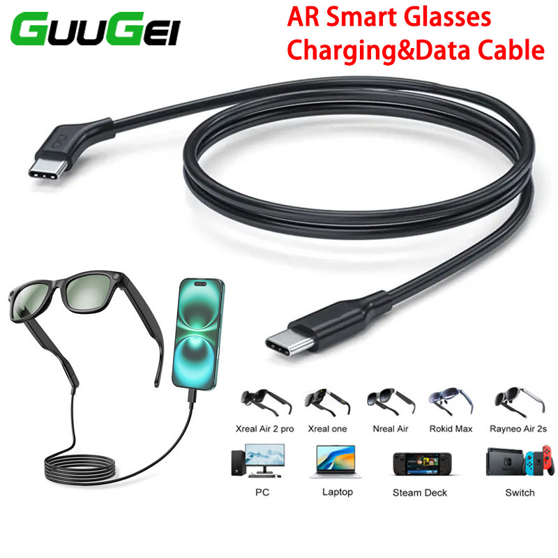 Guugei AR แว่นตาประเภท C สายชาร์จ USB3.2 การถ่ายโอนข้อมูลสําหรับ RayNeo/Xreal/Rokid/Viture AR แว่นตา