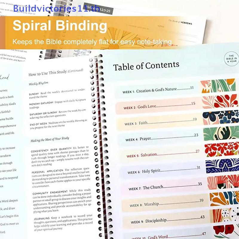Buildvictories11 พระคัมภีร์ในปี 52-Week Study สําหรับผู้หญิง – Spiral Bound Daily Scripture Reading 