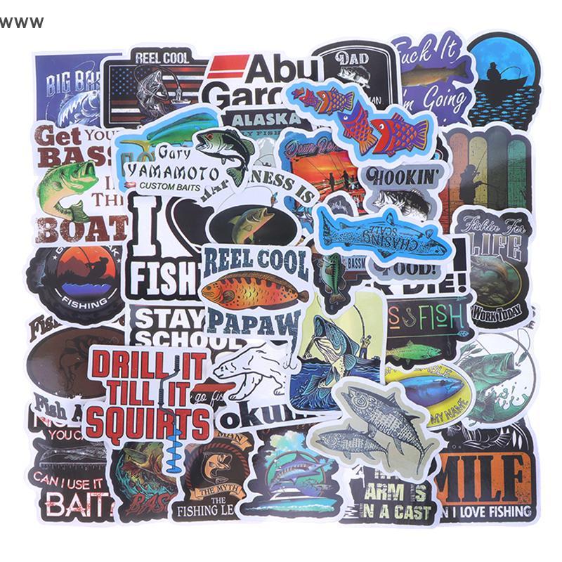 สติกเกอร์ตกปลาแบบ DIY 50/100ชิ้นลายปลาชาวประมงกลางแจ้ง ราคา ถูกที่สุด ดีลบีเคเค