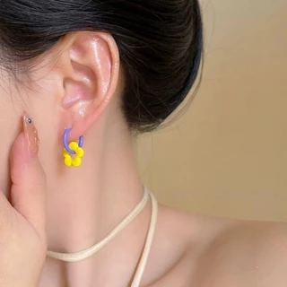 earring ต่างหูสตั๊ด 1 คู่ ins สไตล์เกาหลี หวาน น่ารัก y2k ดอกไม้ star สีโดพามีน COD