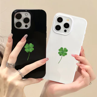COD-ในไทย💥ลายโคลเวอร์นำโชค เคสไอโฟน13 17 For IPhone 15 11 13 12 16 14 Pro Max XR XS X 8 7 Plus SE เปลือกอ่อน เรียบง่าย