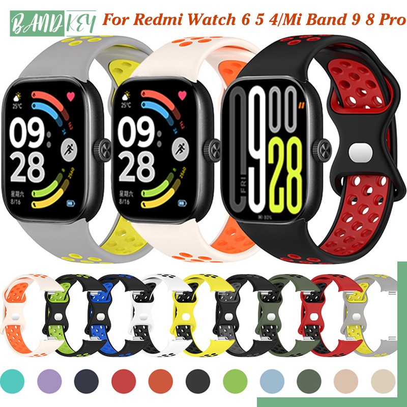 สายซิลิโคน for Xiaomi Redmi Watch 6 6 Active/Lite/5/4 / for อุปกรณ์เสริมวงกีฬาที่หายใจได้ Band 10 9 Pro / Band 8 Pro