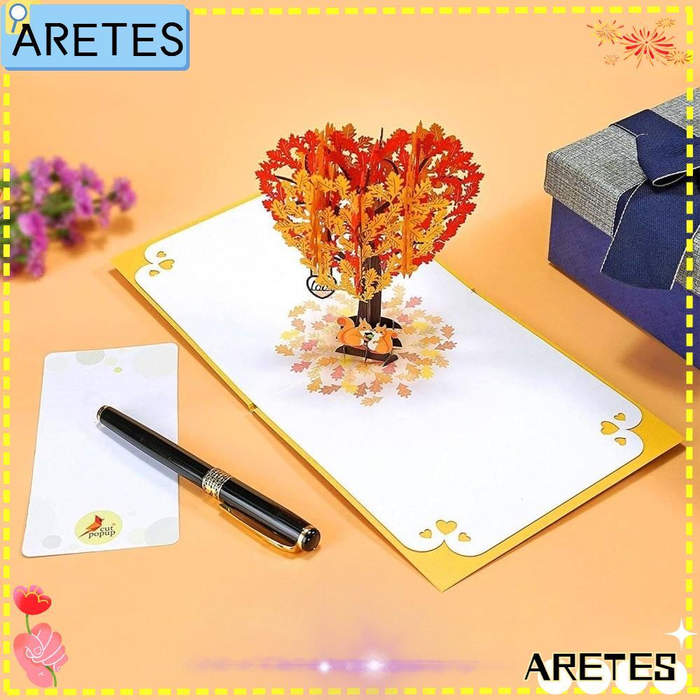 ARETS การ์ดวันวาเลนไทน์, การ์ดป๊อปอัพดีไซน์ป๊อปอัพป๊อปอัพ, การ์ดพิเศษ Heart Tree Squirrel Couple Oak