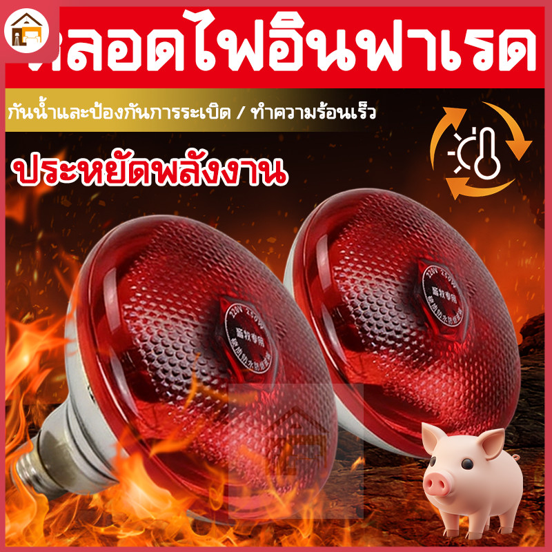 หลอดไฟอินฟาเรด หลอดไฟกกสัตว์ หลอดไฟให้ความอบอุ่น รุ่นเรียบ ไฟกกหมู ไฟกกไก่ ไฟกกลูกไก่ ไฟให้ความร้อน ไฟกกลูกหมู ไฟอินฟรา