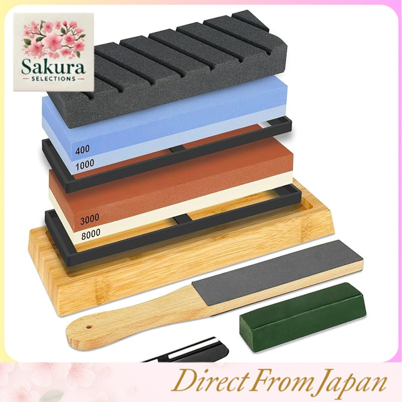 SUNDRY 9-Piece Sharpening Stone Set Double-Sided Whetstones Coarse Grit (#400/#1000) Finishing Grit 