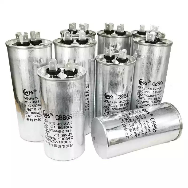 AC มอเตอร์ Capacitor เครื่องปรับอากาศคอมเพรสเซอร์เริ่มต้น Capacitor CBB65 450VAC 20UF 25UF 30UF 35UF